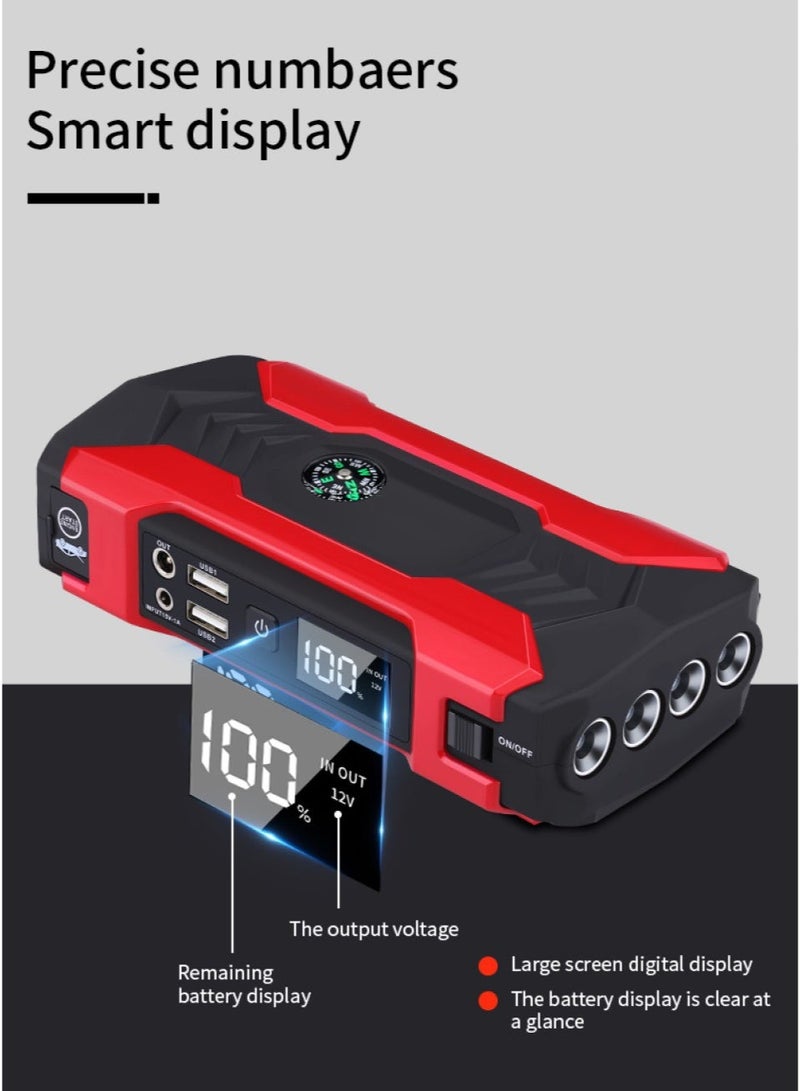 Changli Car Battery Jump Starter, portable power bank, and LED flashlight. 12V Jump Starter Battery Pack, Battery Booster, Jump Box, Portable Charger and Jumper Cables for 6.0L Gasoline and 3.0L Diesel Engines - Image 4